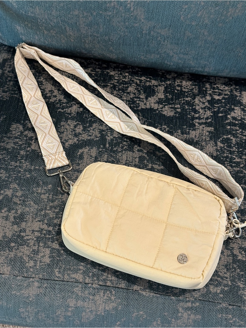 Telena Quilted Cream Crossbody Puffer Bag with Detachable Adjustable Strap